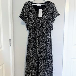 Sienna Sky Black & White Leopard Print Midi Dress